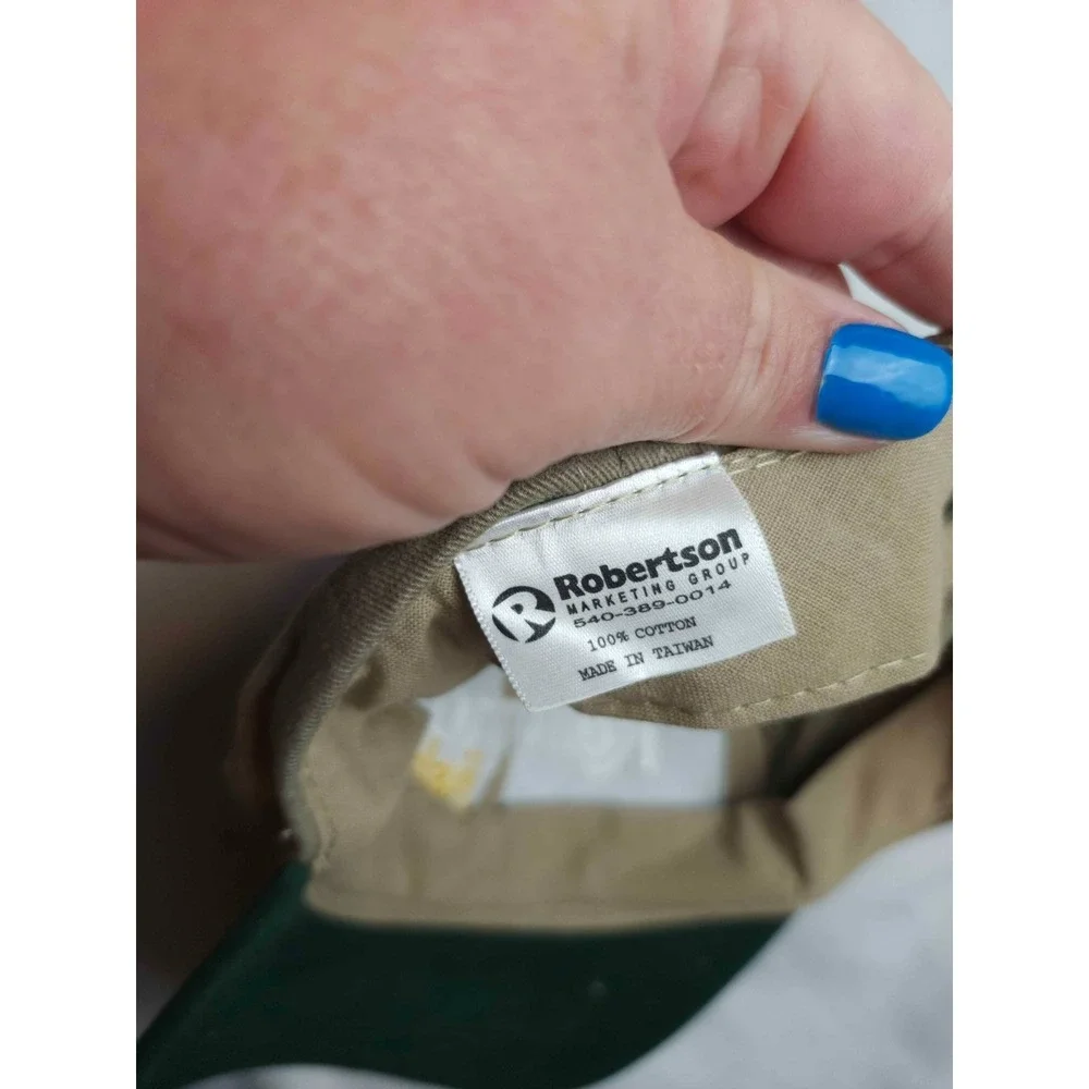 Remington Fishing Hat Cap Mens Adjustable Tan Green Canvas Outdoor Dad Vintage